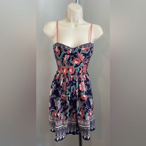 Band of Gypsies Navy Batik Floral Bustier Mini Dress XS